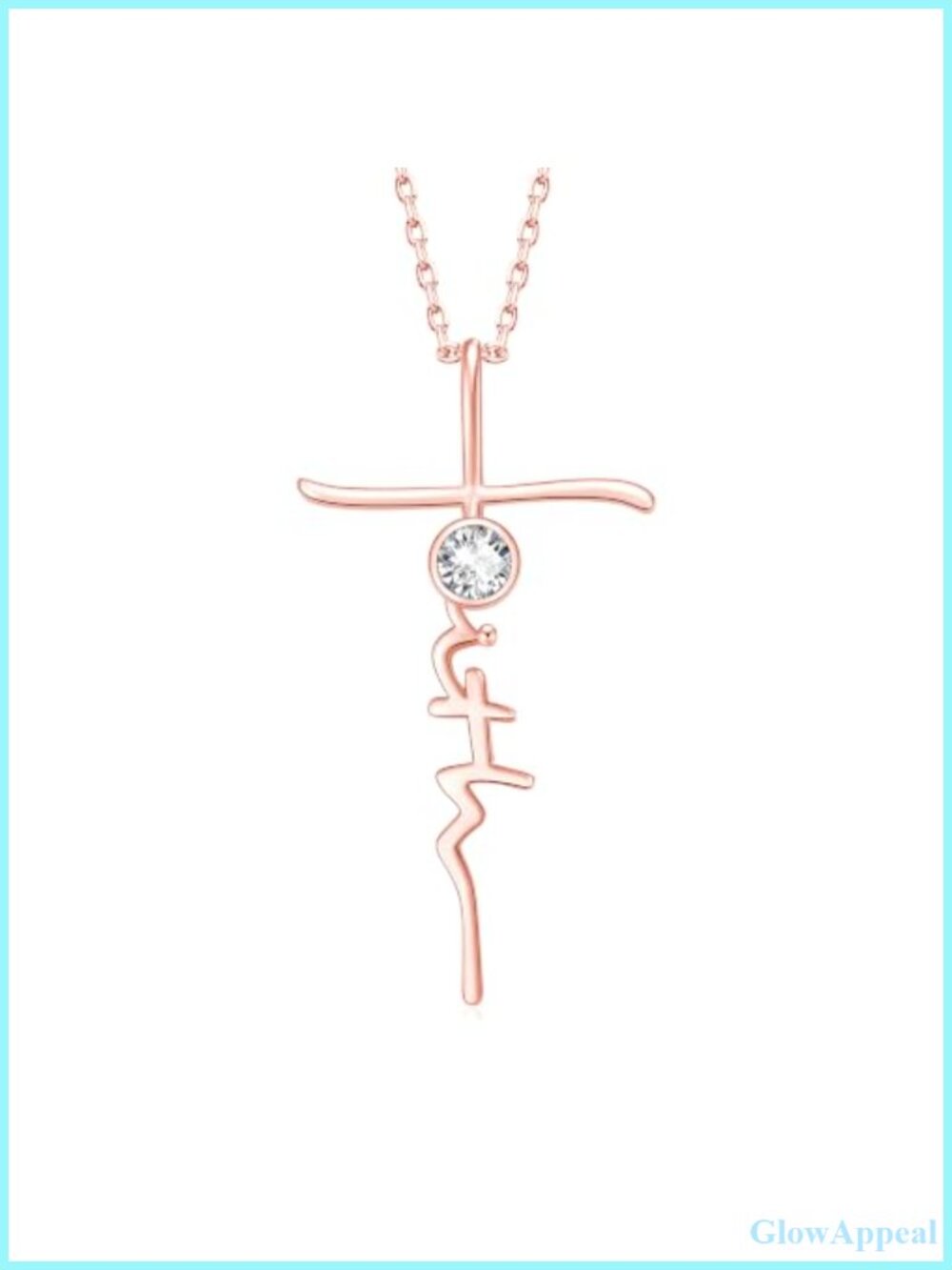 Cross Birthstone Necklace Rose Gold Plated 18in Christian Gift